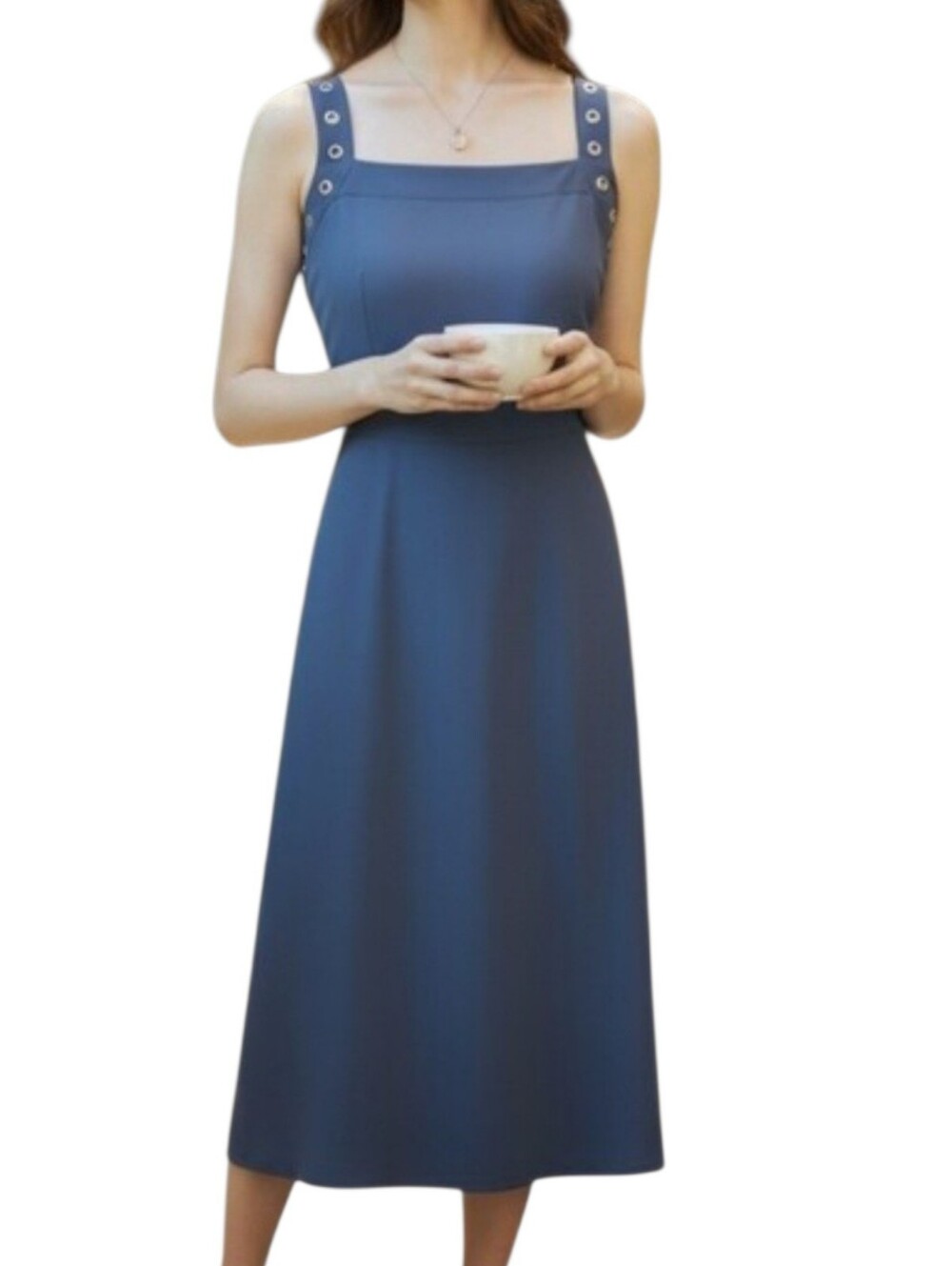 Michael Kors Navy Midi Dress with Studded Straps